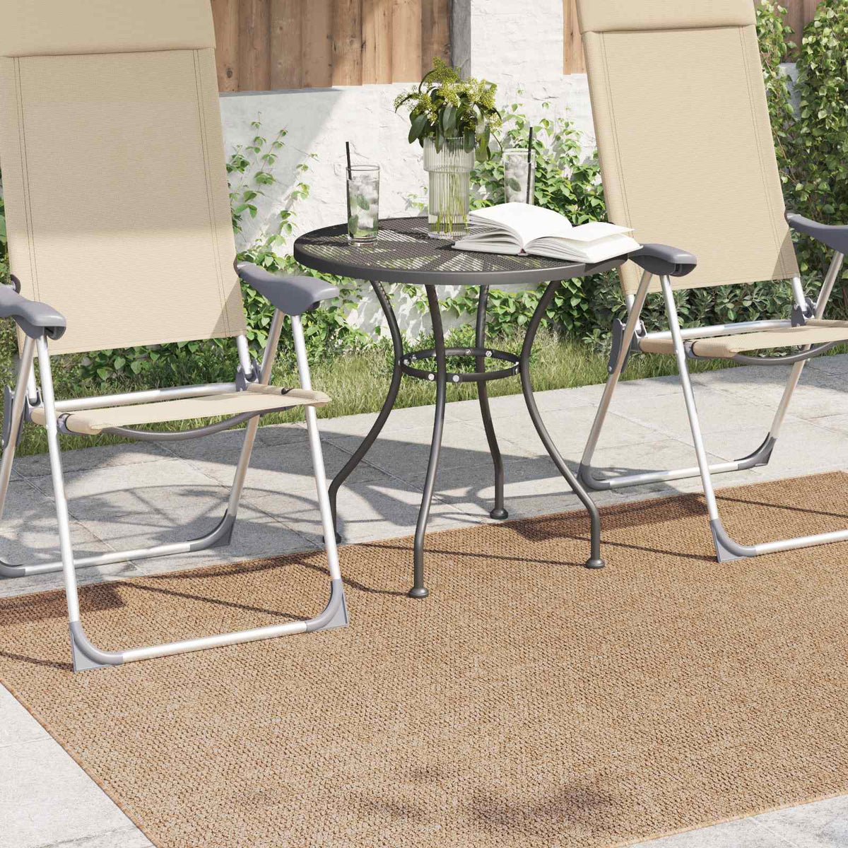 Vidaxl binnen- en buitentapijt agira naturel 170 x 120 cm polyester