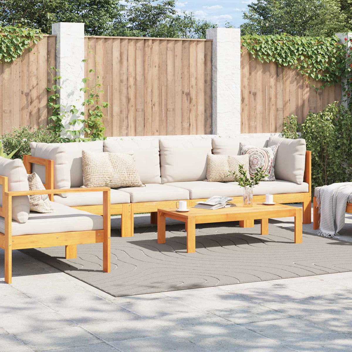Vidaxl binnen- en buitentapijt palmeras crème 240 x 240 cm polyester