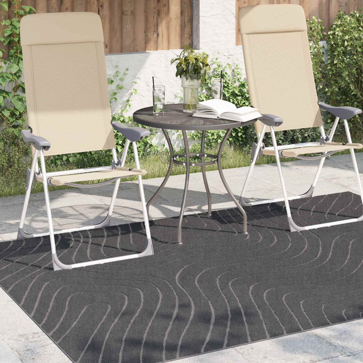 Vidaxl binnen- en buitentapijt palmeras antraciet 140 x 200 cm