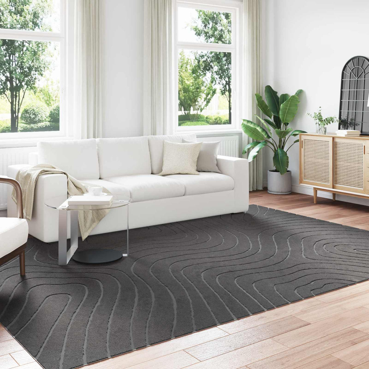 Vidaxl binnen- en buitentapijt palmeras antraciet 200 x 280 cm