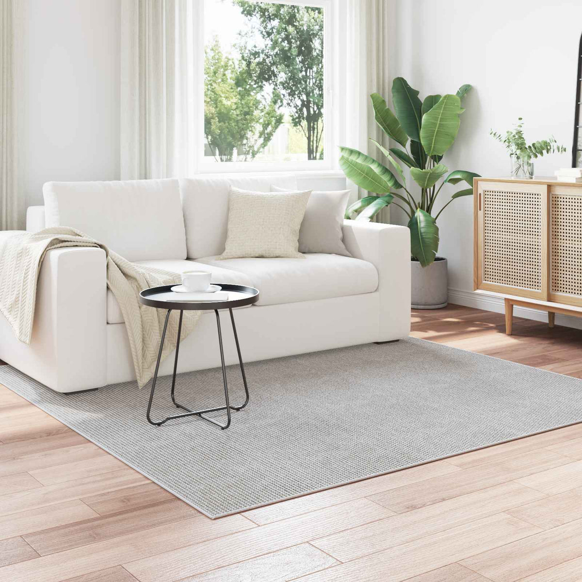 Vidaxl binnen kleed lugo crèmekleurig 200 x 200 cm polyester
