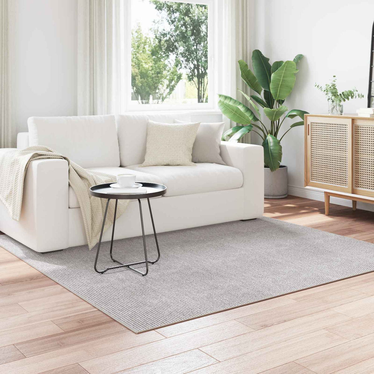 Vidaxl binnen kleed lugo crème en grijs 120 x 120 cm polyester