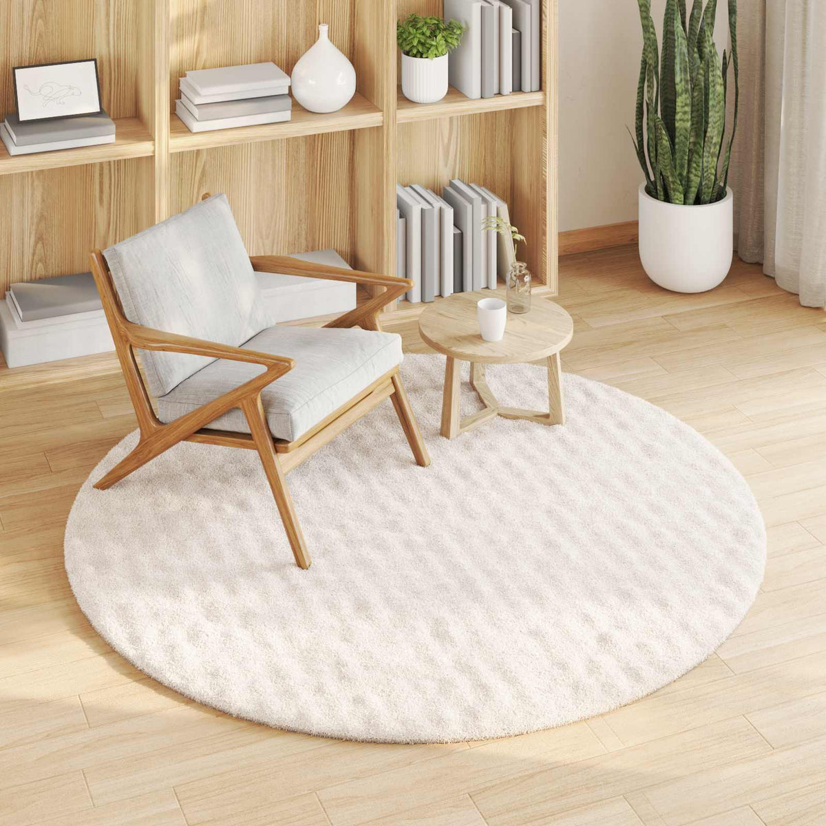 Vidaxl vloerkleden rond sirolo crèmekleurig ø 200 cm polyester