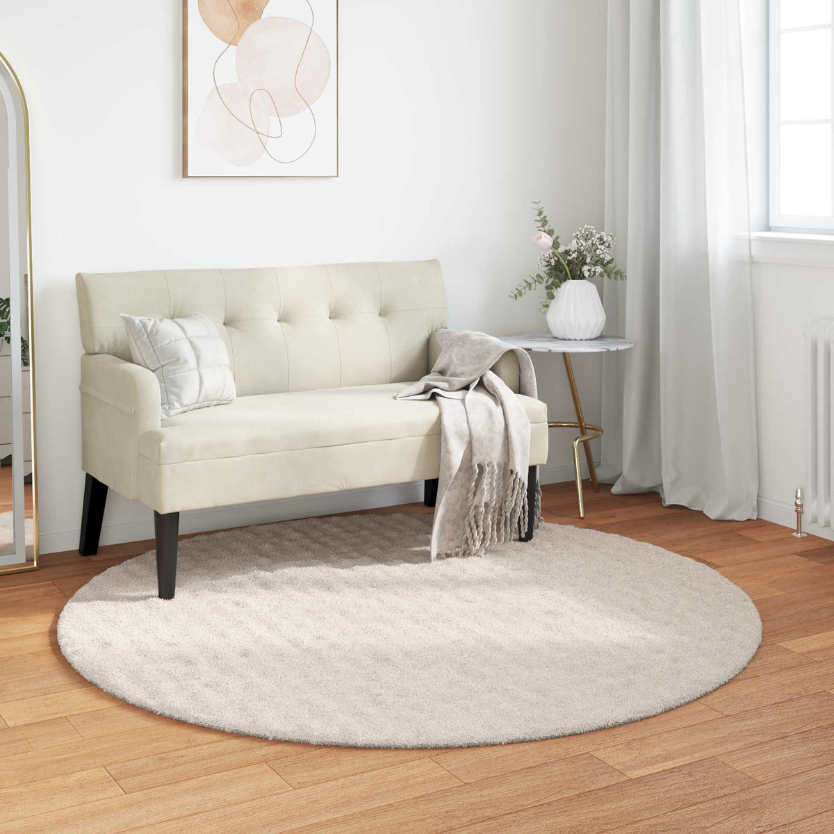 Vidaxl vloerkleden rond sirolo beige ø 200 cm polyester