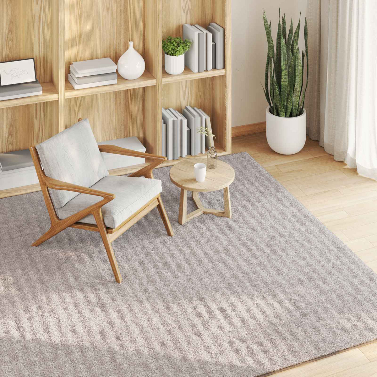 Vidaxl vloerkleden vierkant sirolo zand 200 x 200 cm polyester