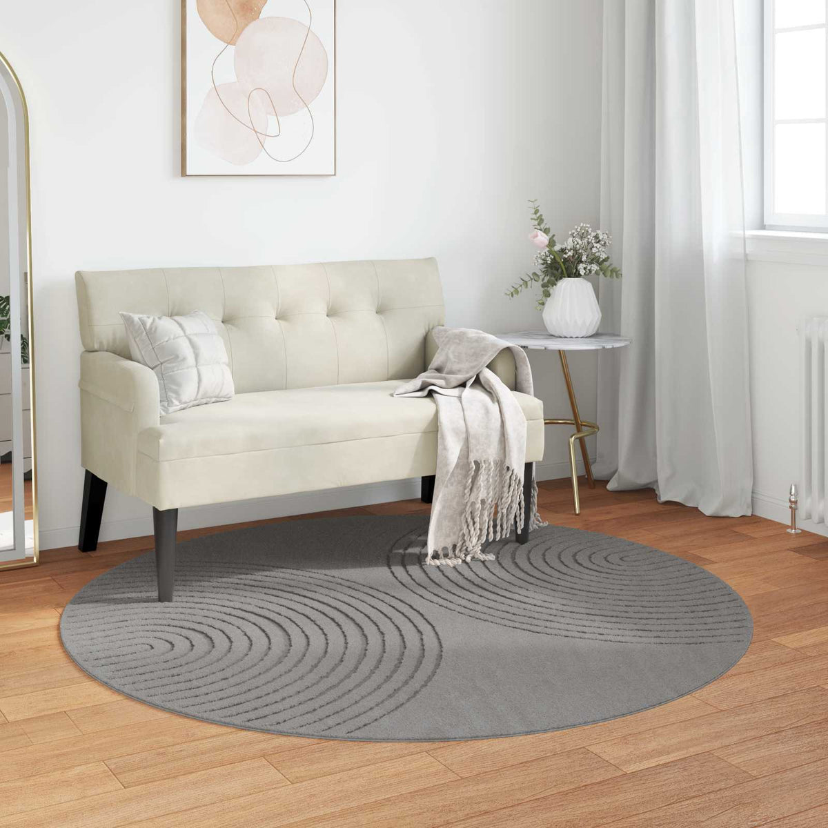 Vidaxl binnen kleed galati grijs ø 120 cm polyester