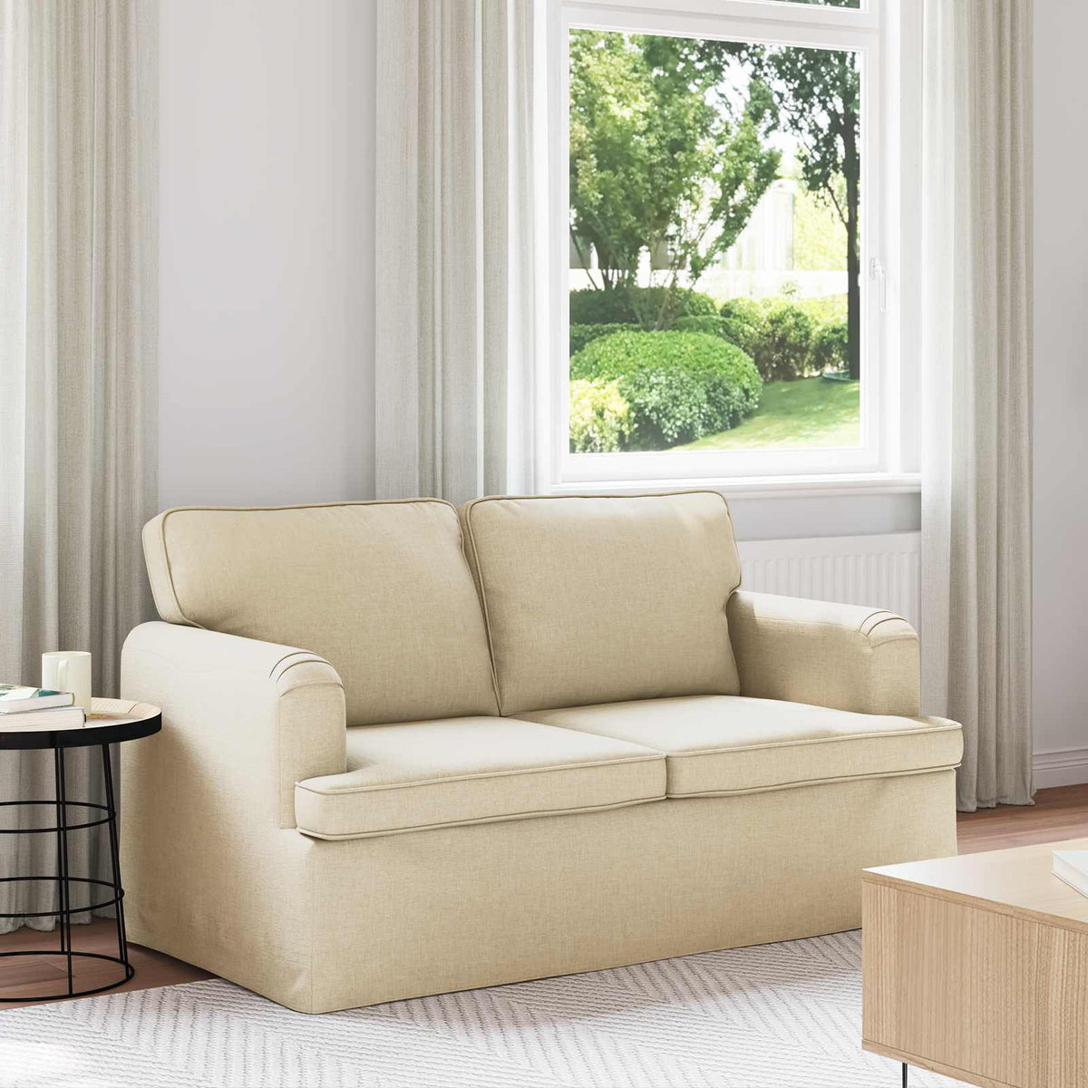 Vidaxl bank crème 144 x 80 x 85 cm stof