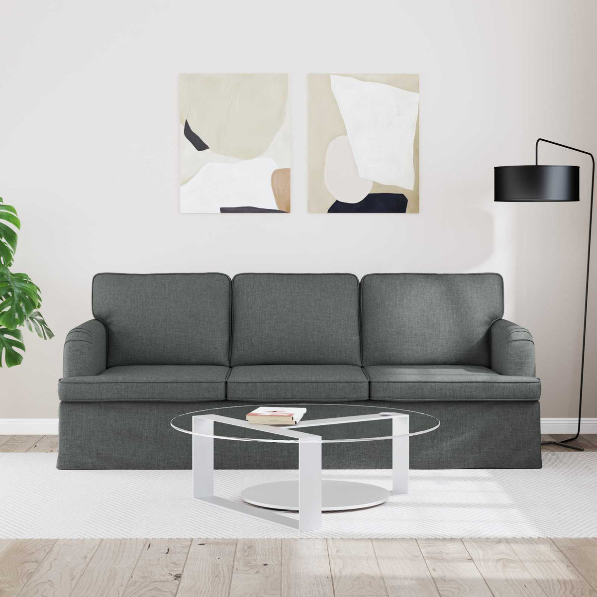 Vidaxl bank donkergrijs 201 x 80 x 85 cm stof