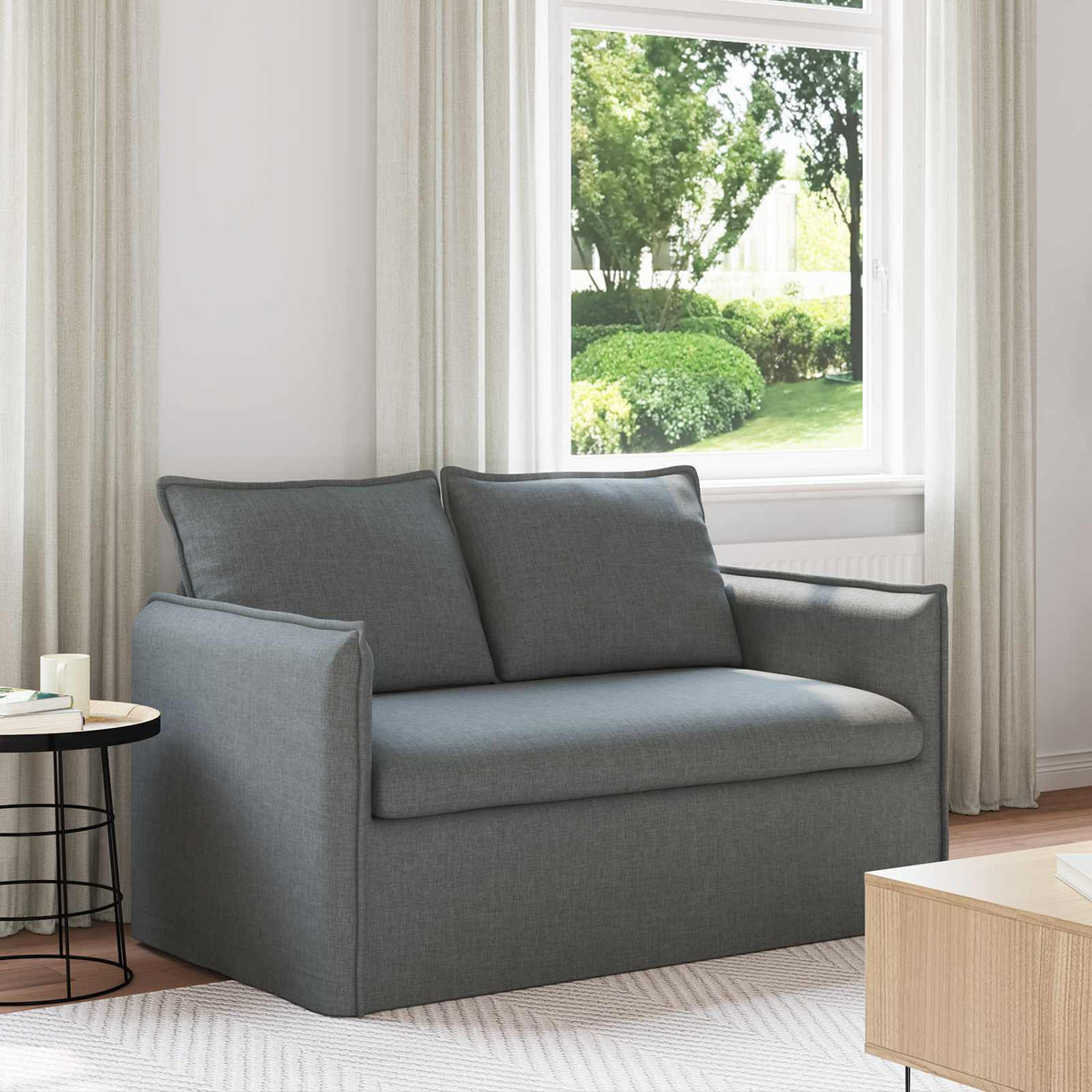 Vidaxl bank donkergrijs 136 x 82 x 85 cm stof