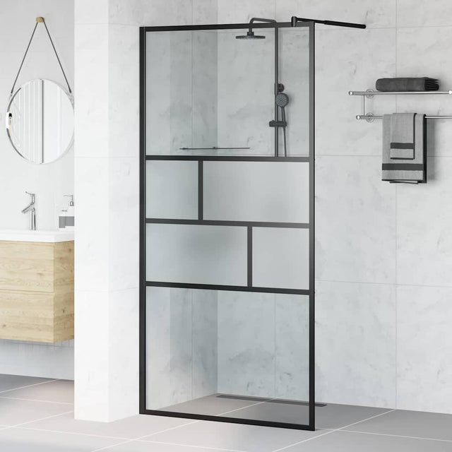 Vidaxl inloop douche wand zwart 100 x 195 x 0,5 cm glas en aluminium