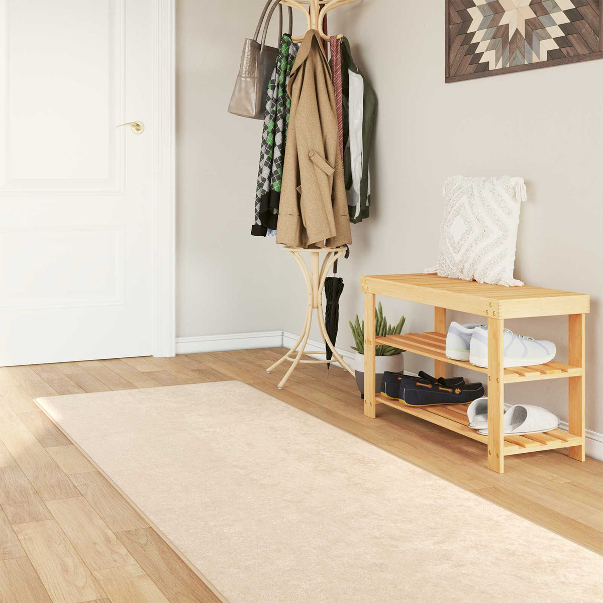 Vidaxl vloerkleedloper marsa crèmekleurig 100 x 300 cm