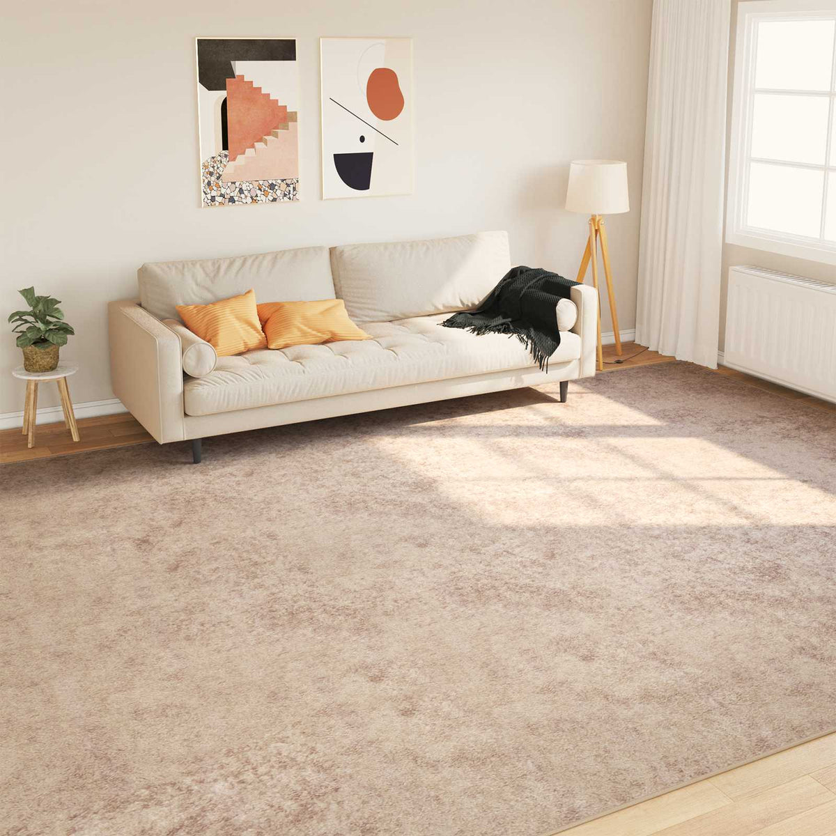 Vidaxl vloerkleedloper marsa beige 300 x 400 cm polyester en pvc
