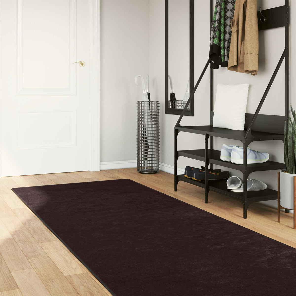 Vidaxl vloerkleedloper marsa antraciet 100 x 250 cm polyester en pvc