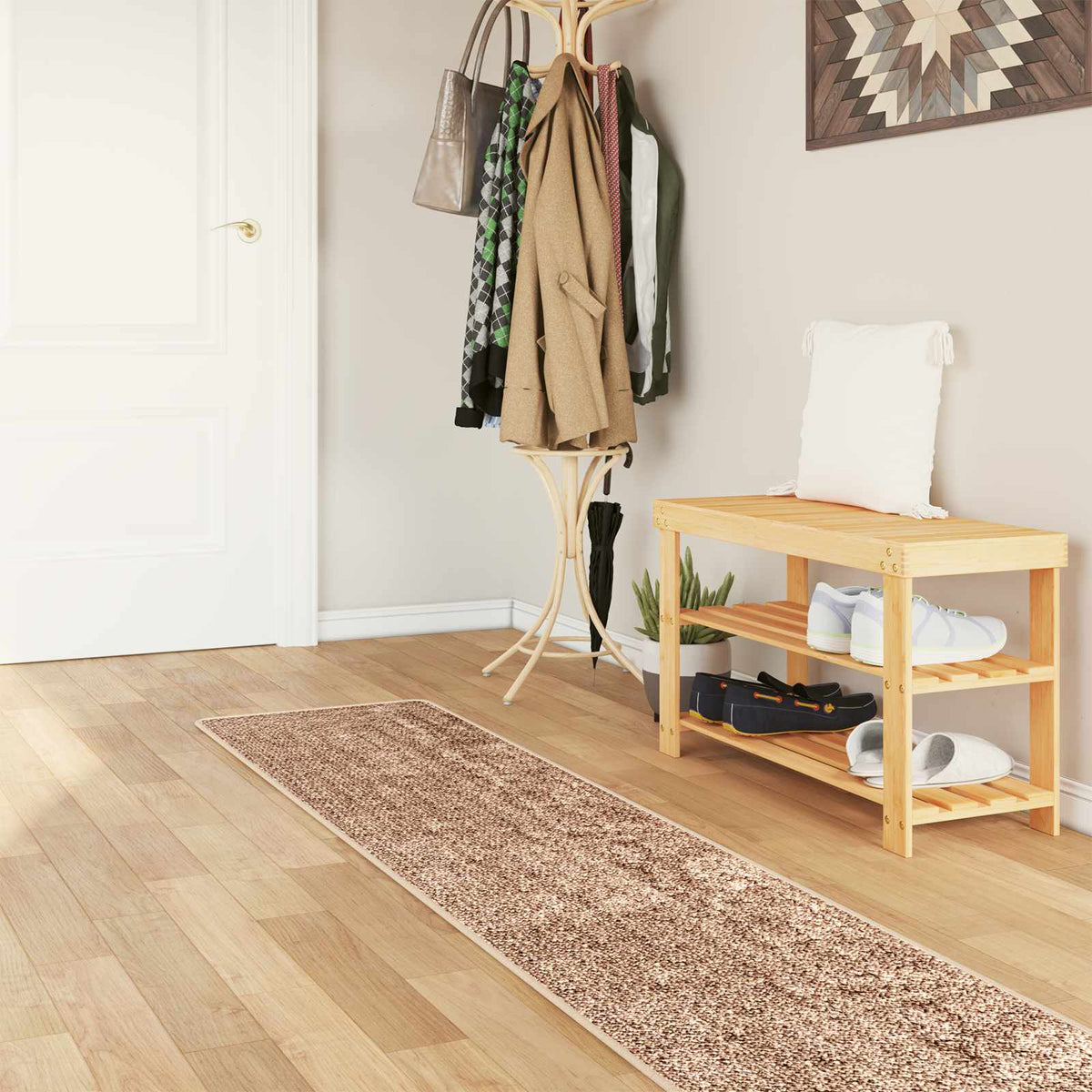 Vidaxl vloerkleedloper marsa geel 50 x 450 cm polyester en pvc