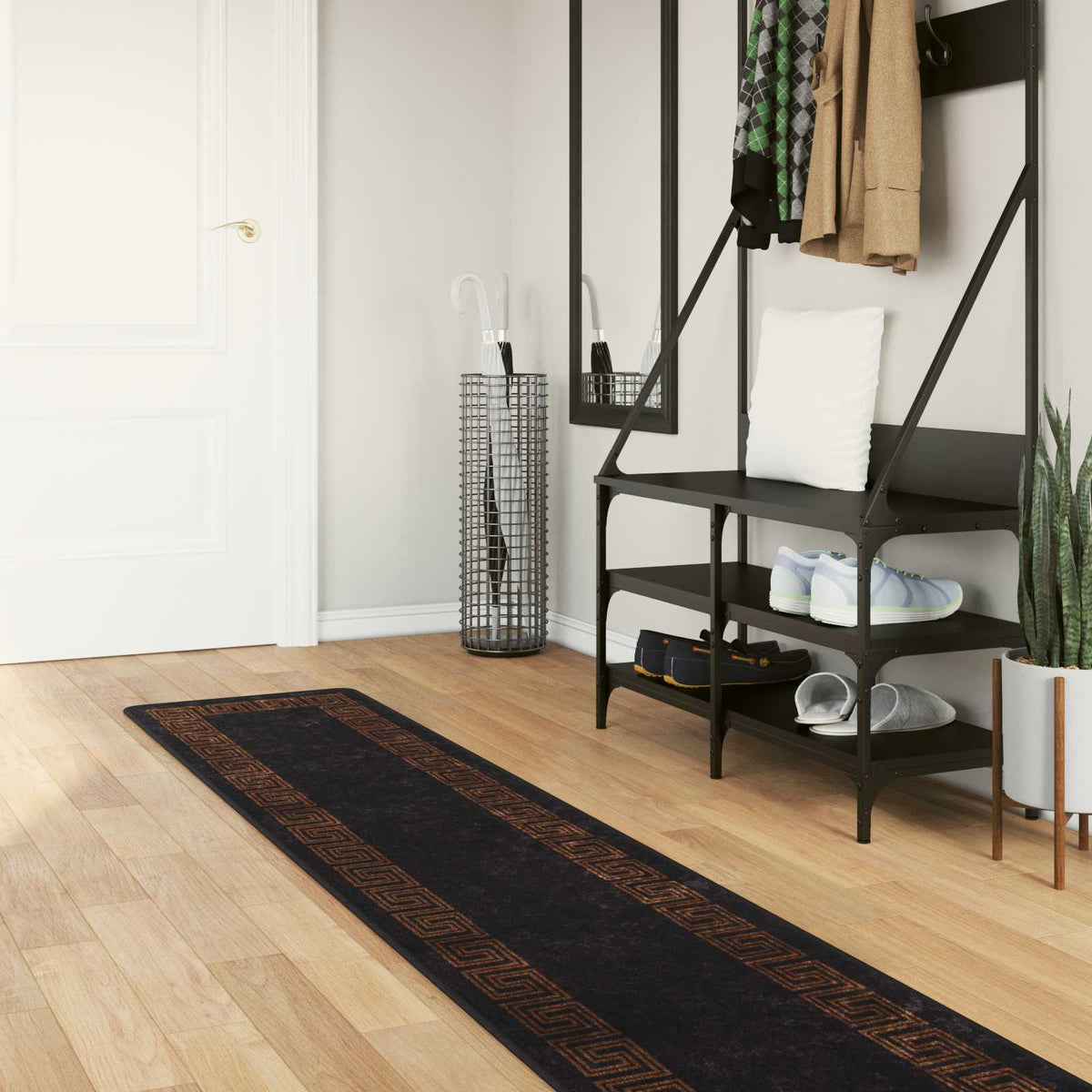 Vidaxl vloerkleedloper marsa zwart 50 x 250 cm polyester en pvc