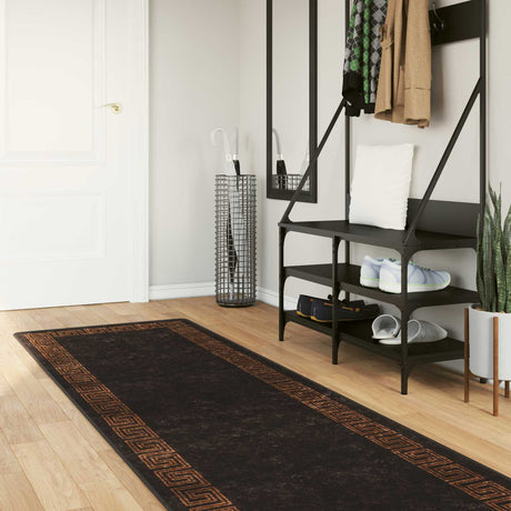 Vidaxl vloerkleedloper marsa zwart 100 x 250 cm polyester en pvc
