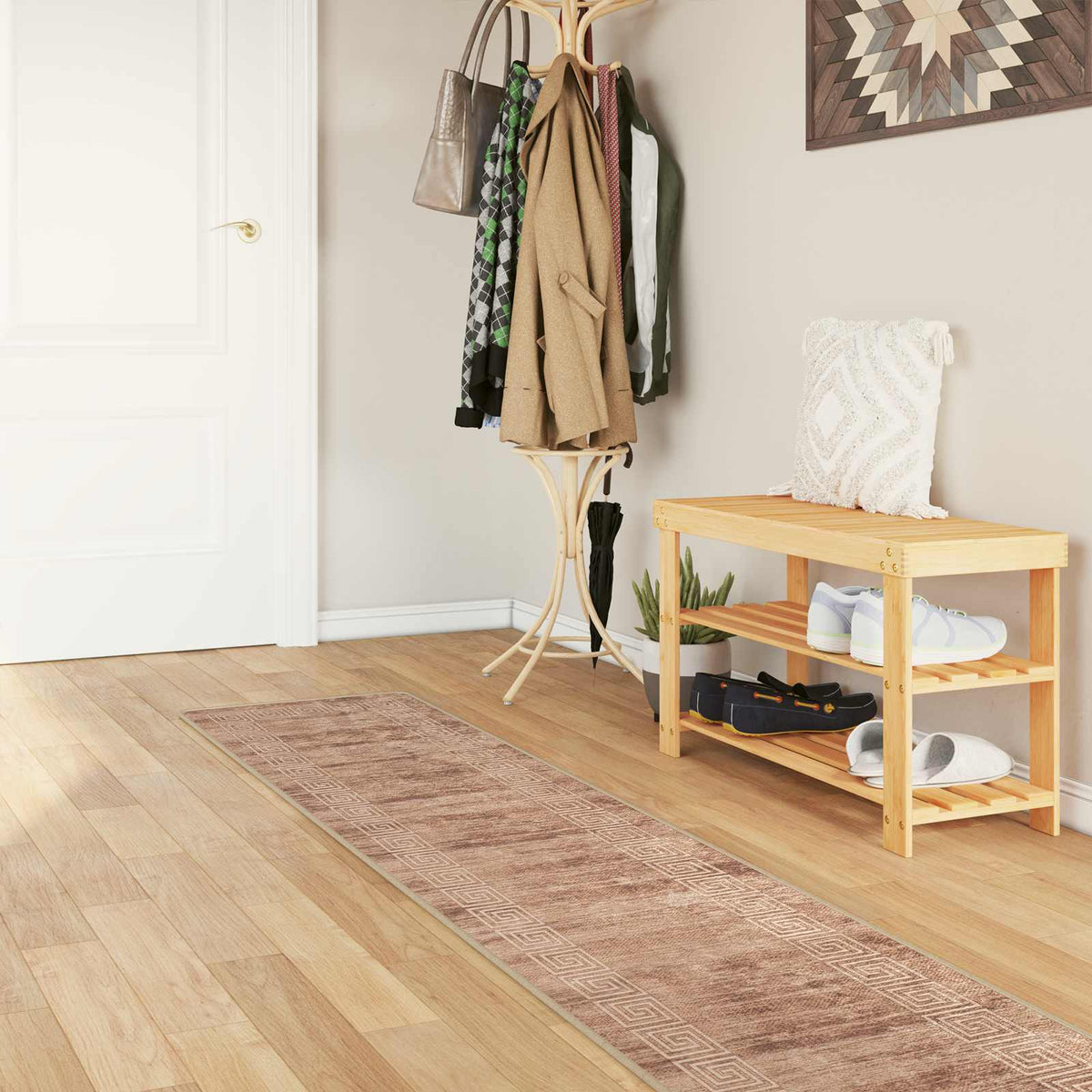 Vidaxl vloerkleedloper marsa wit 50 x 400 cm polyester en pvc