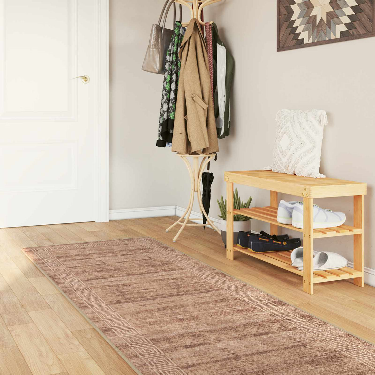 Vidaxl vloerkleedloper marsa wit 80 x 450 cm polyester en pvc