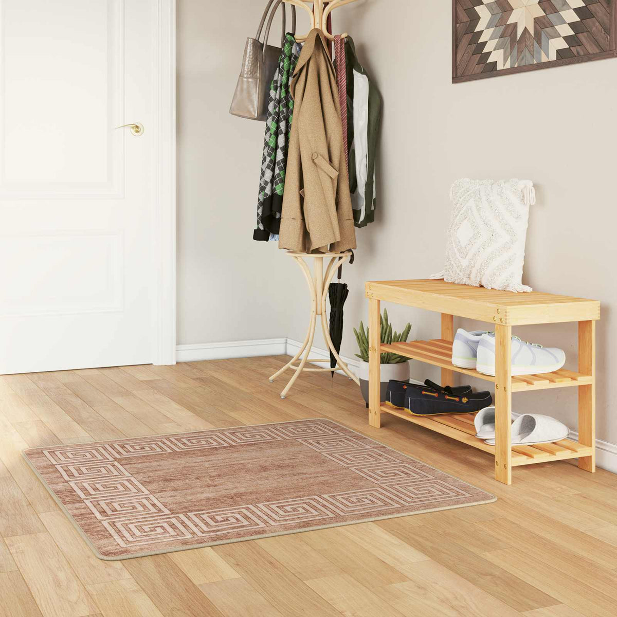 Vidaxl vloerkleedloper marsa wit 100 x 100 cm polyester en pvc