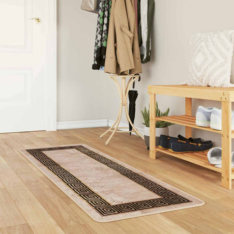Vidaxl vloerkleedloper marsa beige en zwart 50 x 150 cm