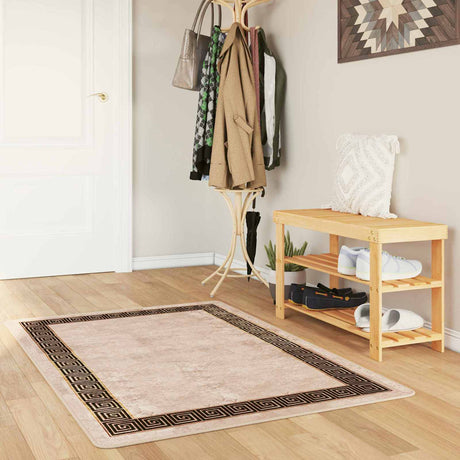 Vidaxl vloerkleedloper marsa beige en zwart 80 x 200 cm