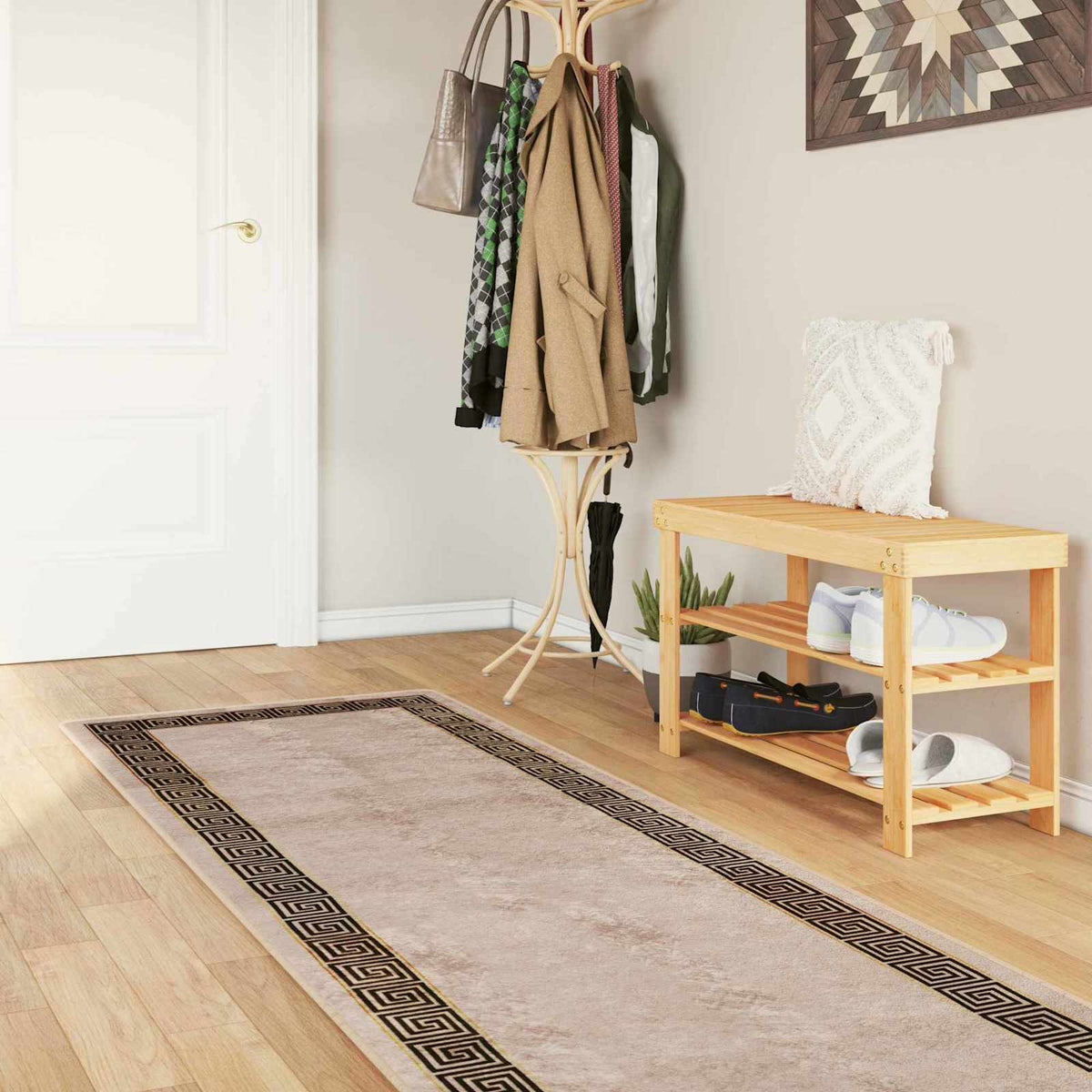 Vidaxl vloerkleedloper marsa zwart 80 x 400 cm polyester en pvc