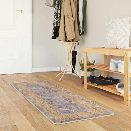 Vidaxl vloerkleedloper marsa grijs 50 x 100 cm polyester en pvc