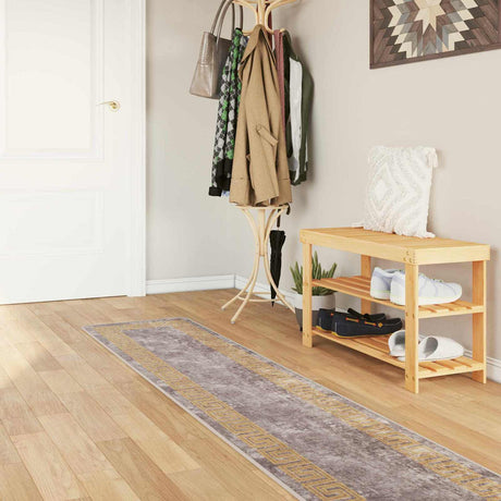 Vidaxl vloerkleedloper marsa grijs 50 x 450 cm polyester en pvc