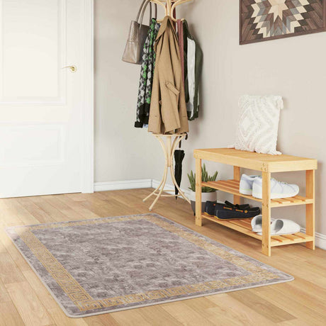Vidaxl vloerkleedloper marsa grijs 100 x 150 cm polyester en pvc
