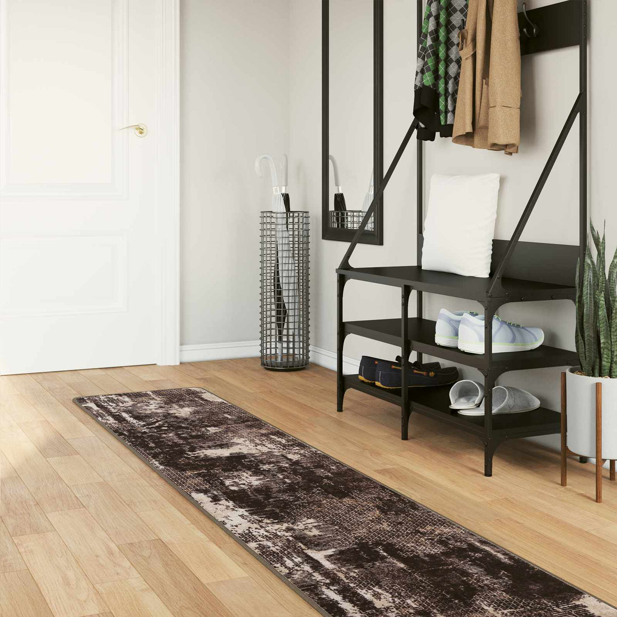 Vidaxl vloerkleedloper marsa zwart 50 x 300 cm polyester en pvc
