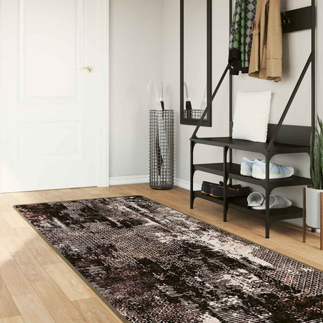 Vidaxl vloerkleedloper marsa zwart 100 x 300 cm polyester en pvc