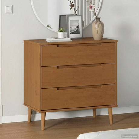 Vidaxl ladekast molde caramel 80 x 40 x 80 cm massief grenenhout