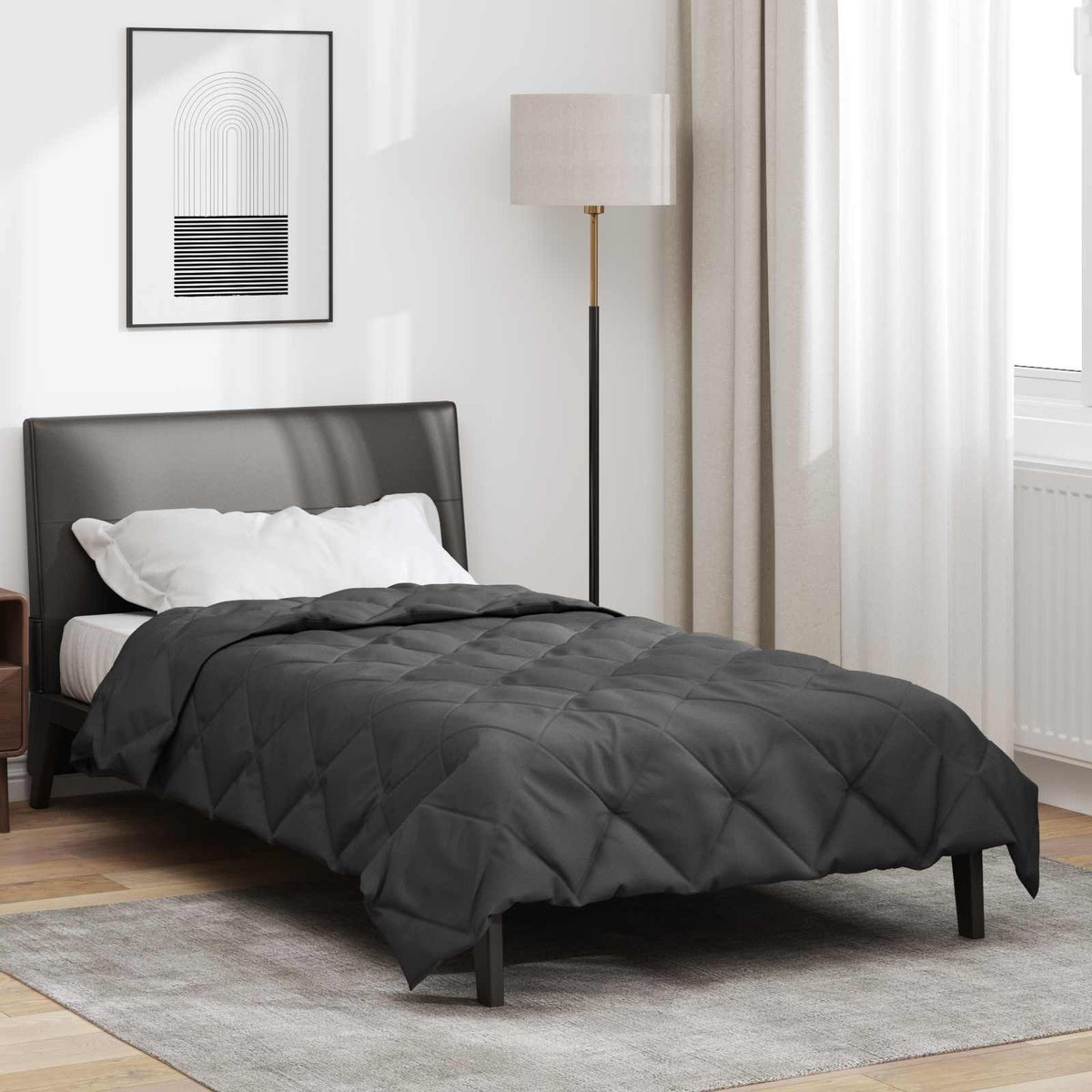 Vidaxl vol jaar dekbed antraciet 140 x 200 cm microfiber