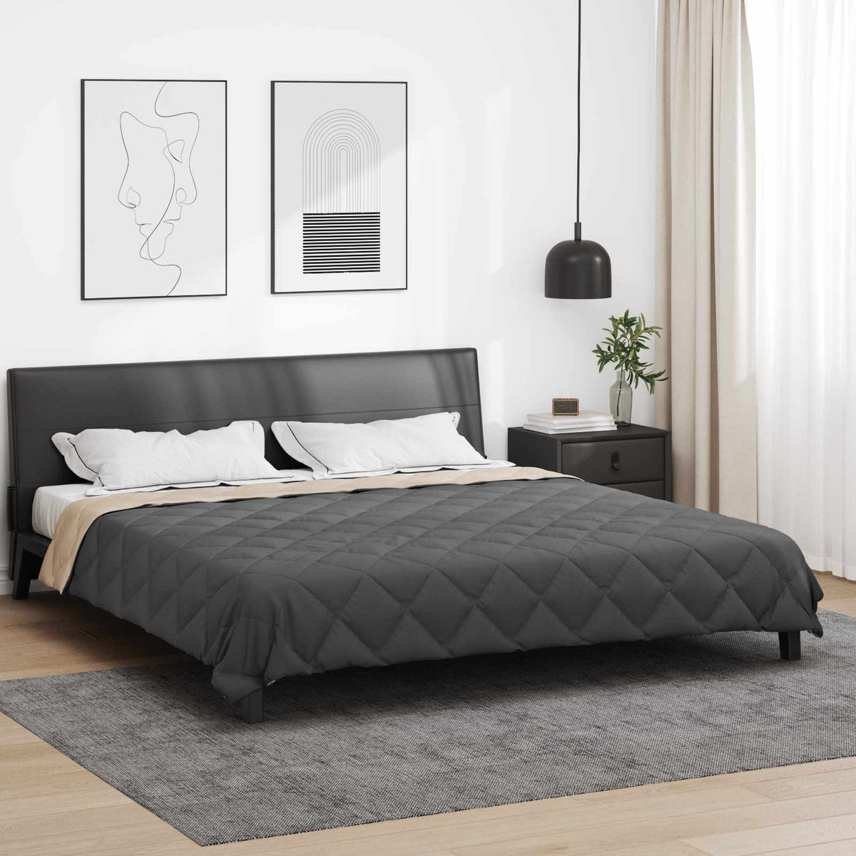 Vidaxl vol jaar dekbed antraciet en taupe 200 x 220 cm microfiber