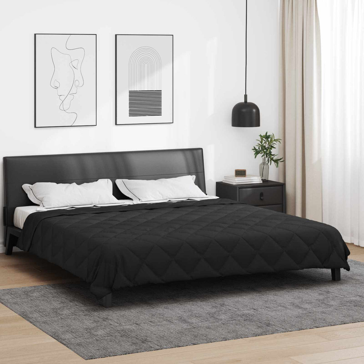 Vidaxl vol jaar dekbed zwart 200 x 220 cm microfiber
