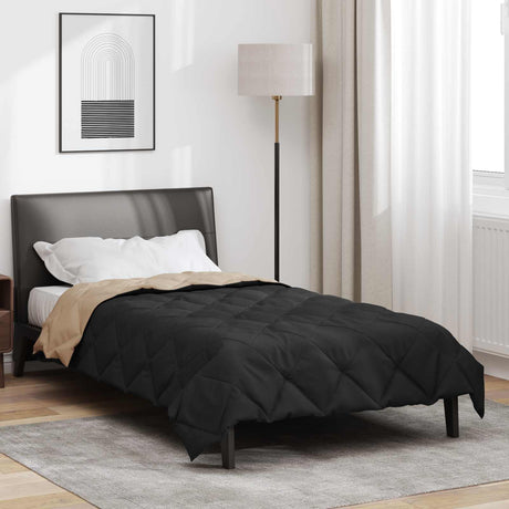 Vidaxl vol jaar dekbed zwart en taupe 140 x 200 cm microfiber