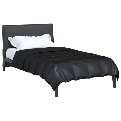 Vidaxl zomer dekbed zwart 140 x 220 cm satijn en microfiber