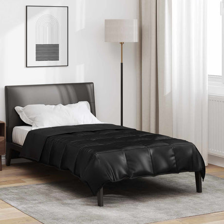 Vidaxl zomer dekbed zwart 155 x 220 cm satijn en microfiber