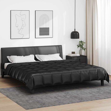 Vidaxl zomer dekbed zwart 200 x 220 cm satijn en microfiber