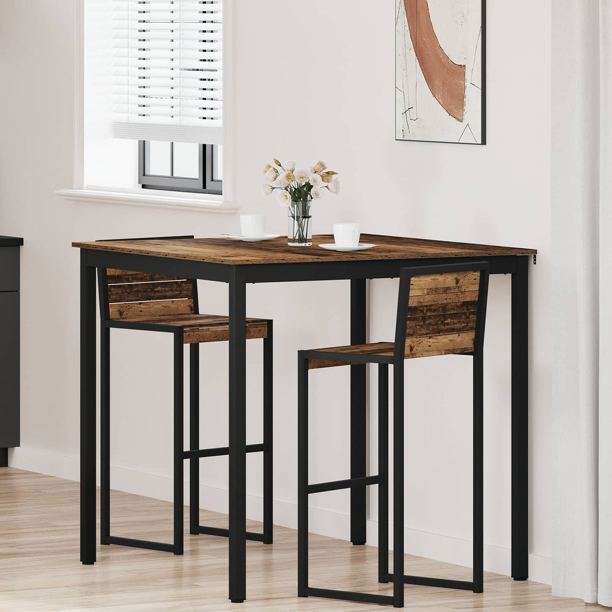 Vidaxl staande bartafel bewerkt hout vierkant