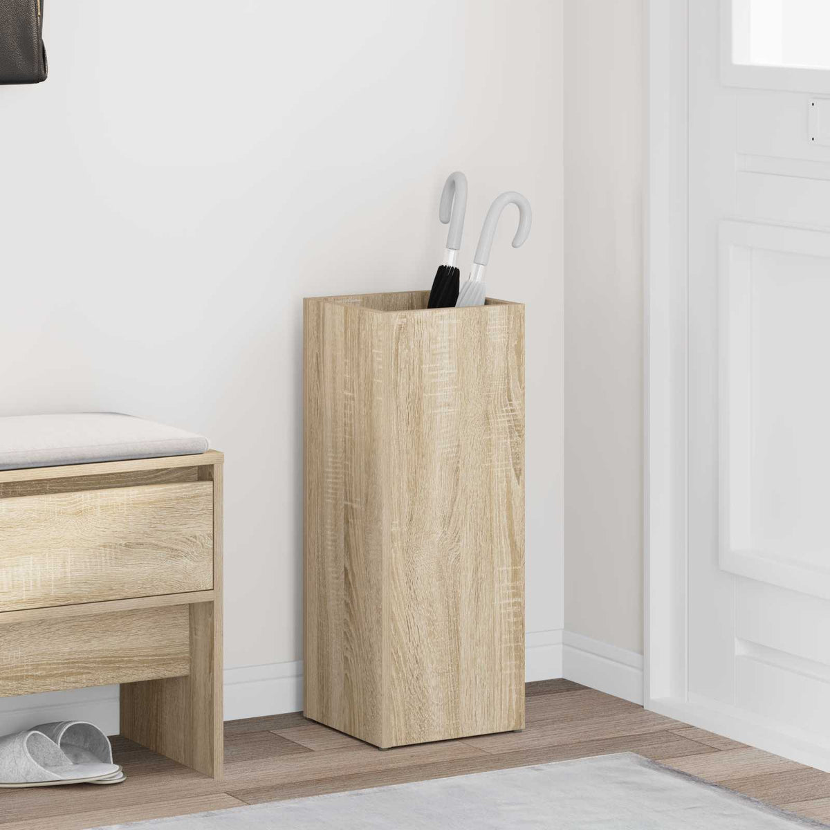 Vidaxl paraplu standaard sonoma eiken 25 x 24,5 x 64 cm bewerkt hout
