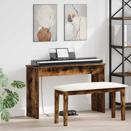 Vidaxl keyboardstand gerookt eiken 100 x 32 x 64 cm bewerkt hout