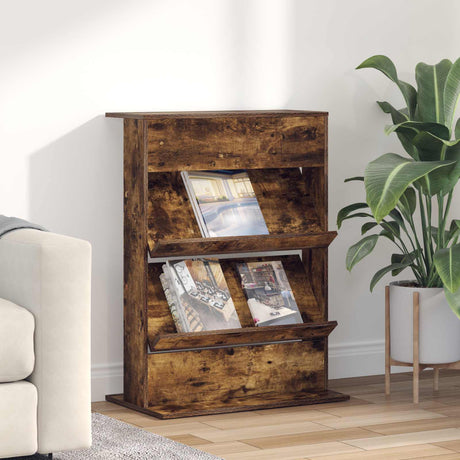 Vidaxl tijdschrift rek gerookt eiken 70 x 41 x 96 cm bewerkt hout