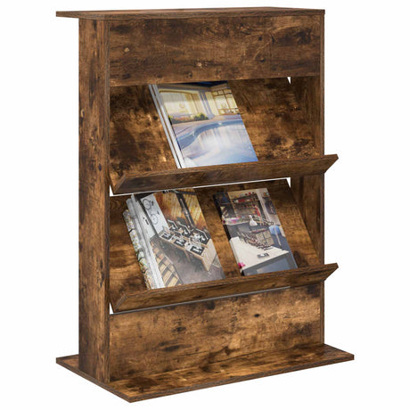 Vidaxl tijdschrift rek gerookt eiken 70 x 41 x 96 cm bewerkt hout