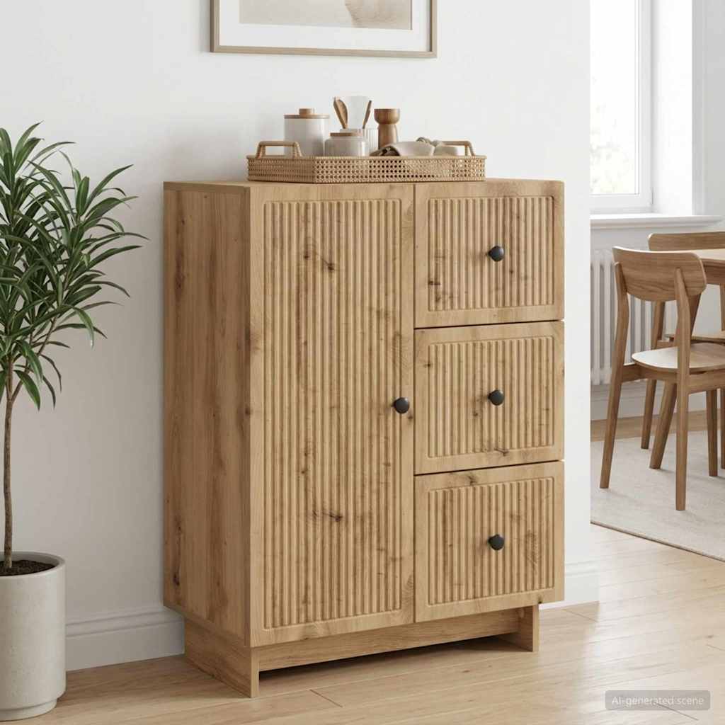 Vidaxl dressoir artisanaal eiken 66 x 34,5 x 90 cm bewerkt hout