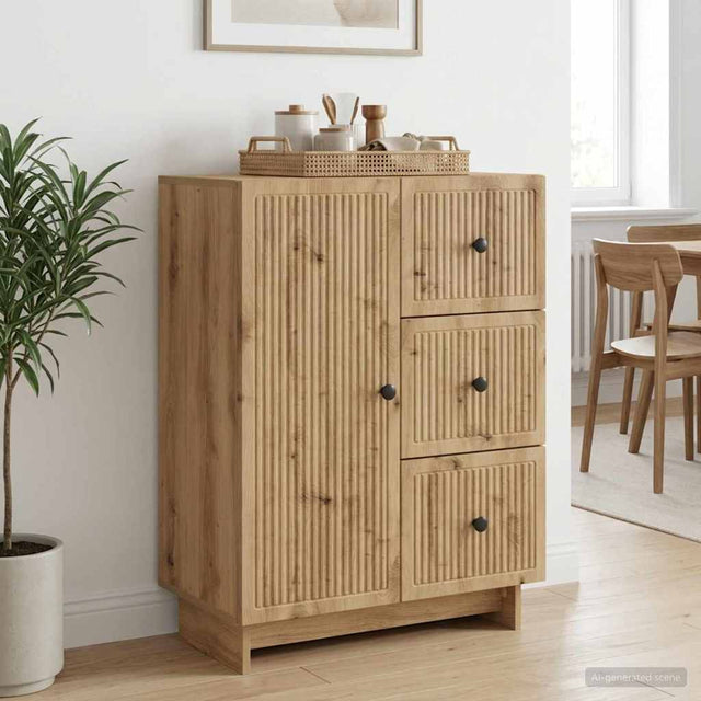 Vidaxl dressoir artisanaal eiken 66 x 34,5 x 90 cm bewerkt hout