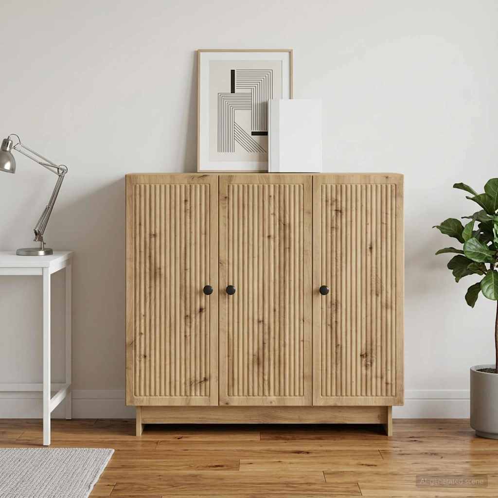 Vidaxl dressoir artisanaal eiken 89 x 34,5 x 80 cm bewerkt hout