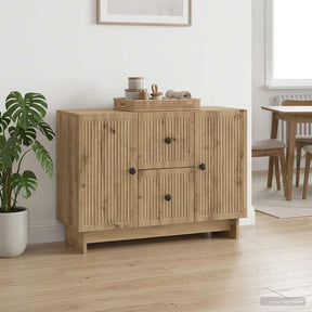 Vidaxl dressoir artisanaal eiken 89 x 34,5 x 60 cm bewerkt hout