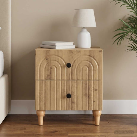 Vidaxl nachtkastje artisanaal eiken 43 x 34,5 x 48 cm bewerkt hout