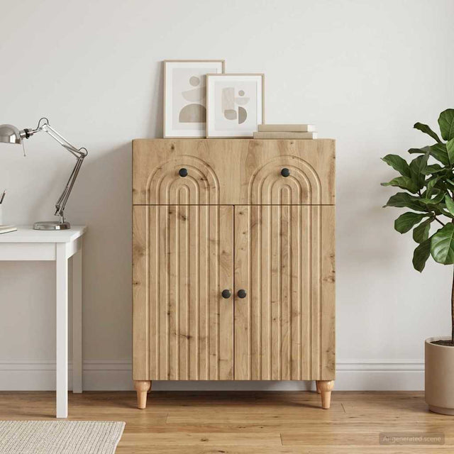 Vidaxl dressoir artisanaal eiken 66 x 34,5 x 90 cm bewerkt hout